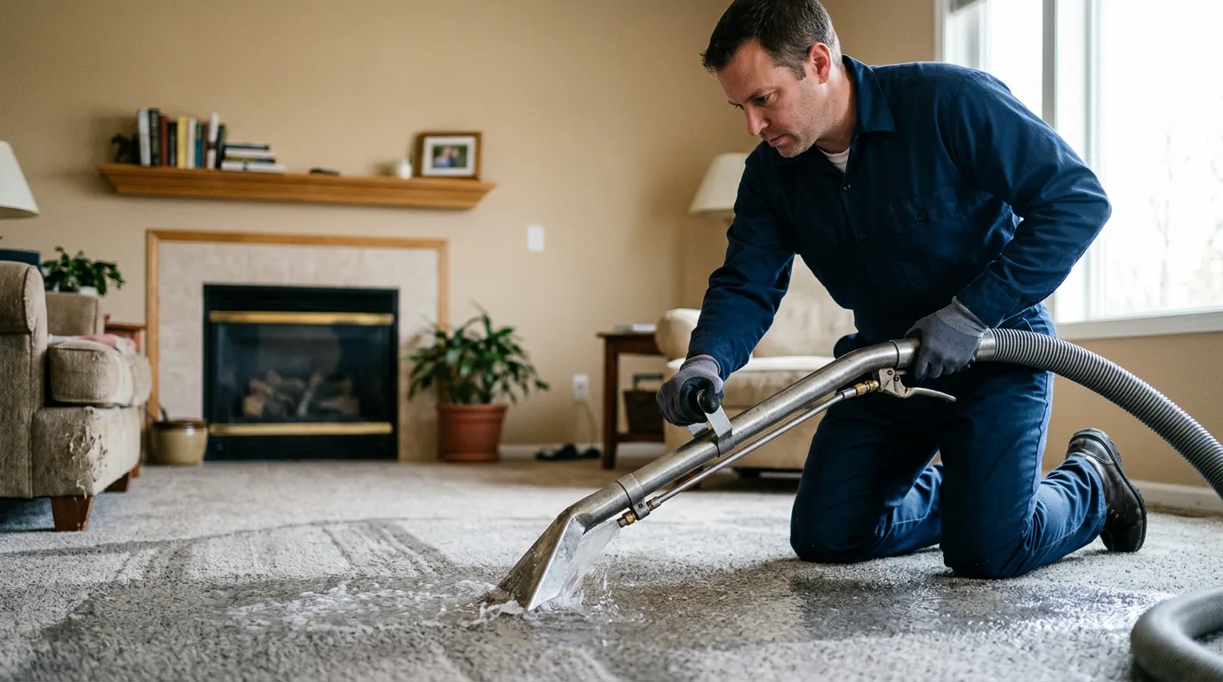 Water damage restoration technician working near Pikeville, NC